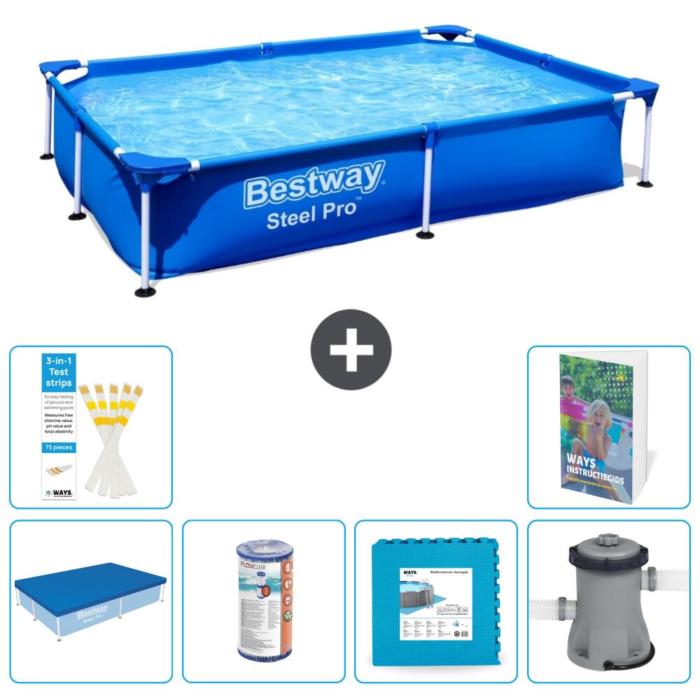 BESTWAY Basen Steel Pro Prostokątny - 221x150x43 cm - 7-częściowy S146