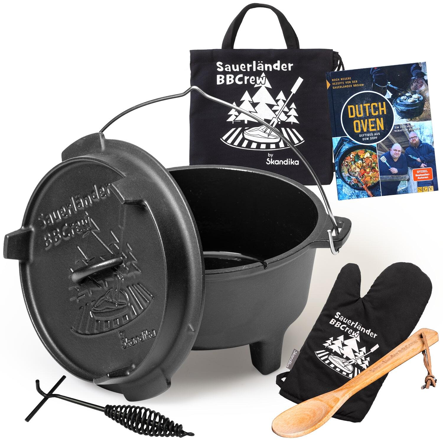 Żeliwny emaliowany garnek kociołek kempingowy BBCREW Dutch Oven 4,25 L