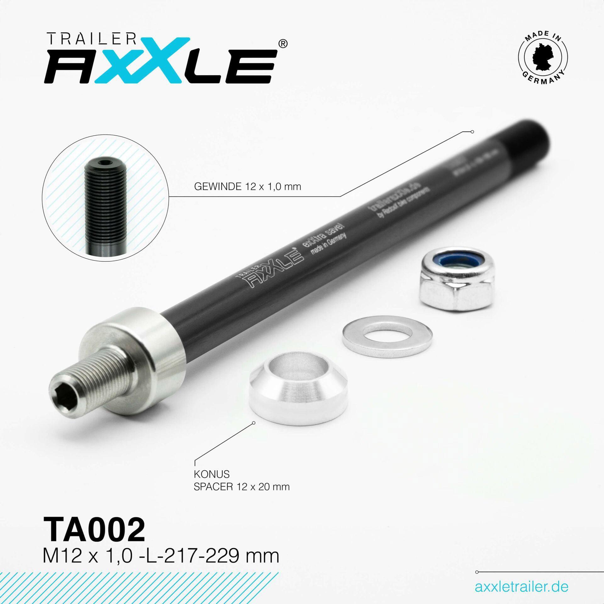 RadoxX Bobike oś M12x1.00 do przyczepki 217-229 mm