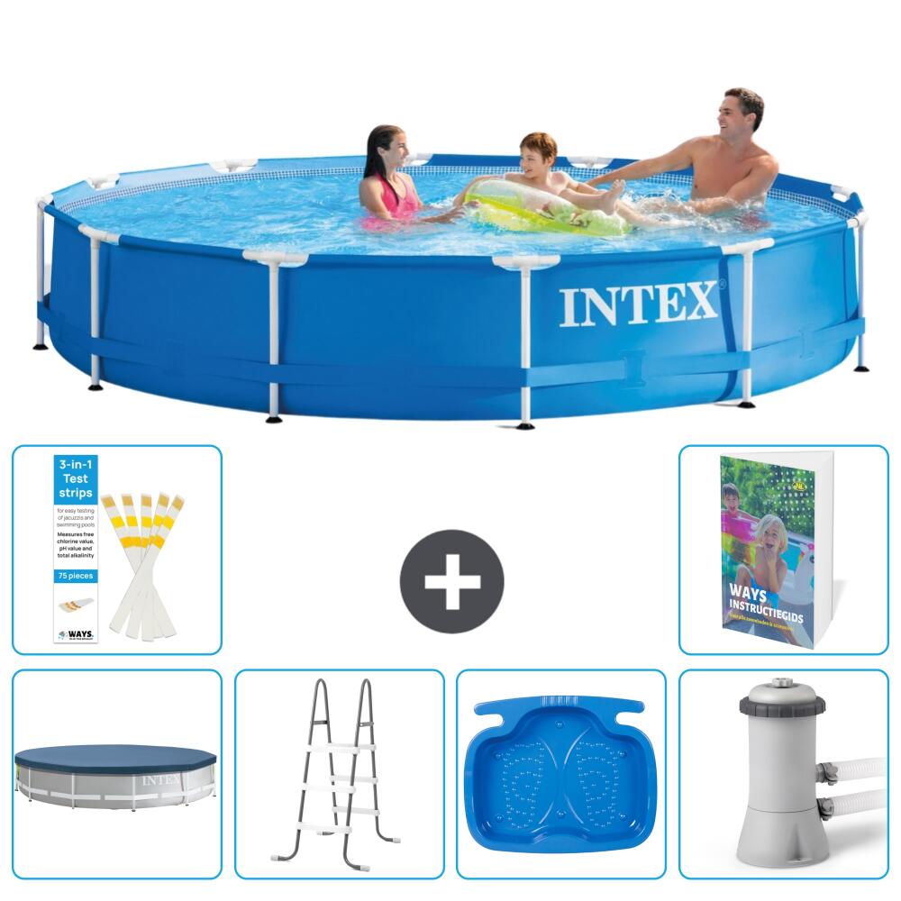 INTEX Basen ze stelażem Okrągły - 366x76 cm - 7-częściowy S140