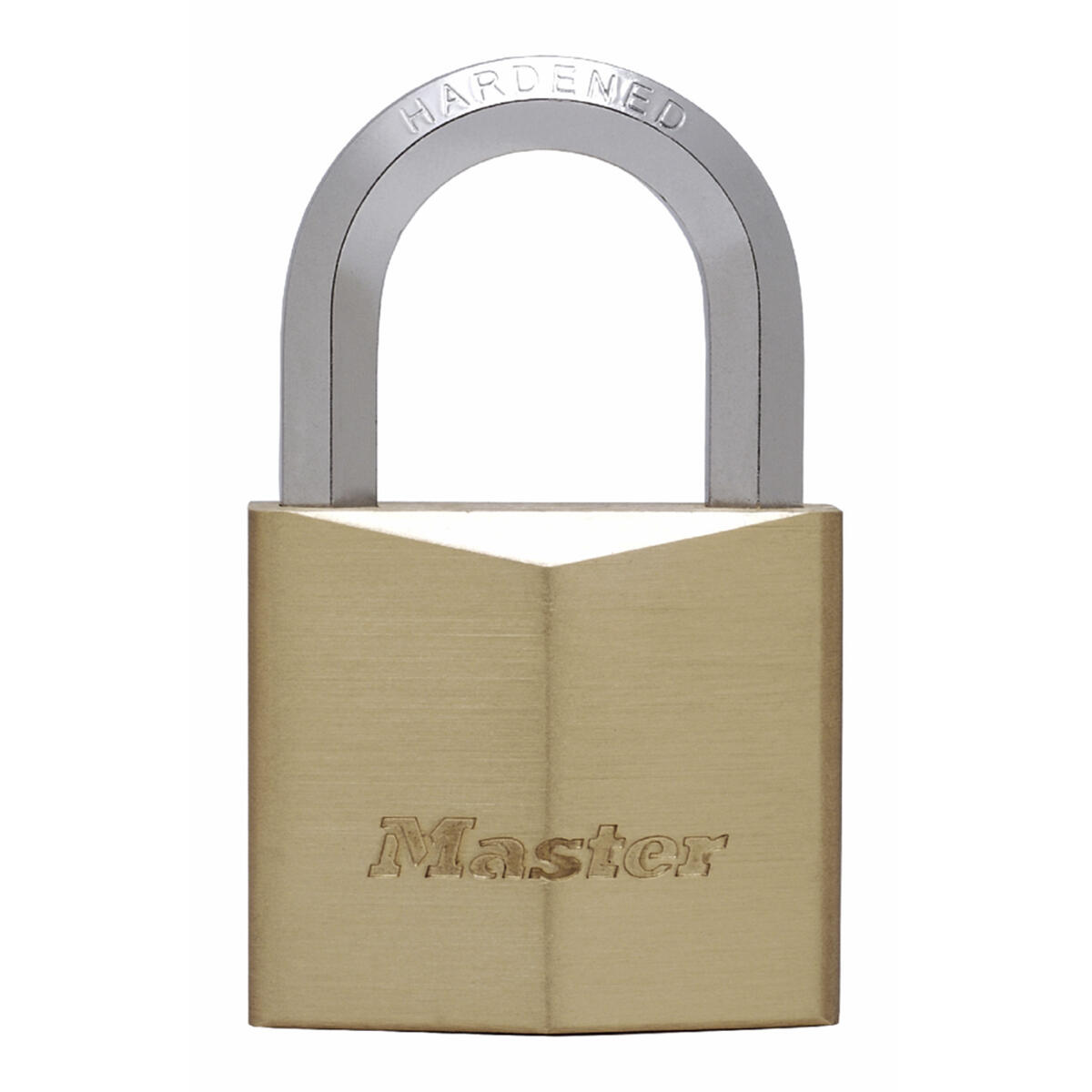 Mosiężna kłódka na klucz Master Lock 1155EURD z sześciokątnym kabłąkiem, złota