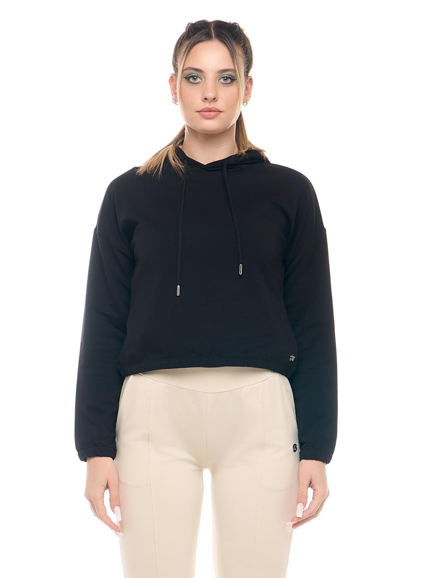 Leone Basic damska bluza z kapturem typu crop-on, zapobiegająca poceniu się