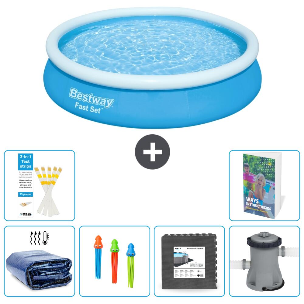 BESTWAY Basen Fast Set Okrągły - 366x76 cm - 7-częściowy S3