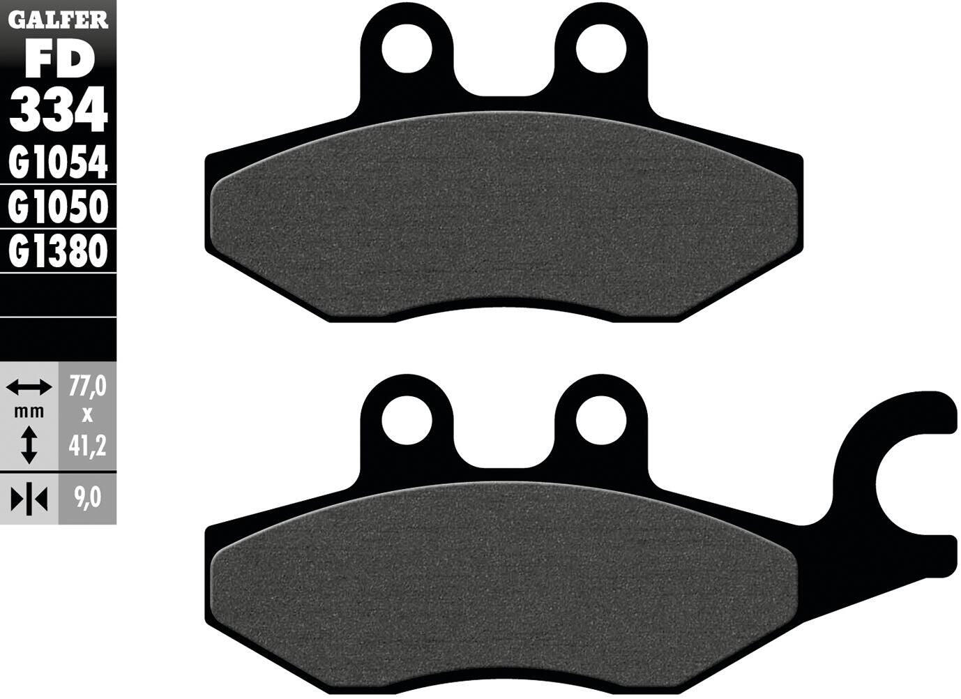 Klocki hamulcowe GALFER FD334 organiczne zestaw 77,0×41,2×9,0 mm