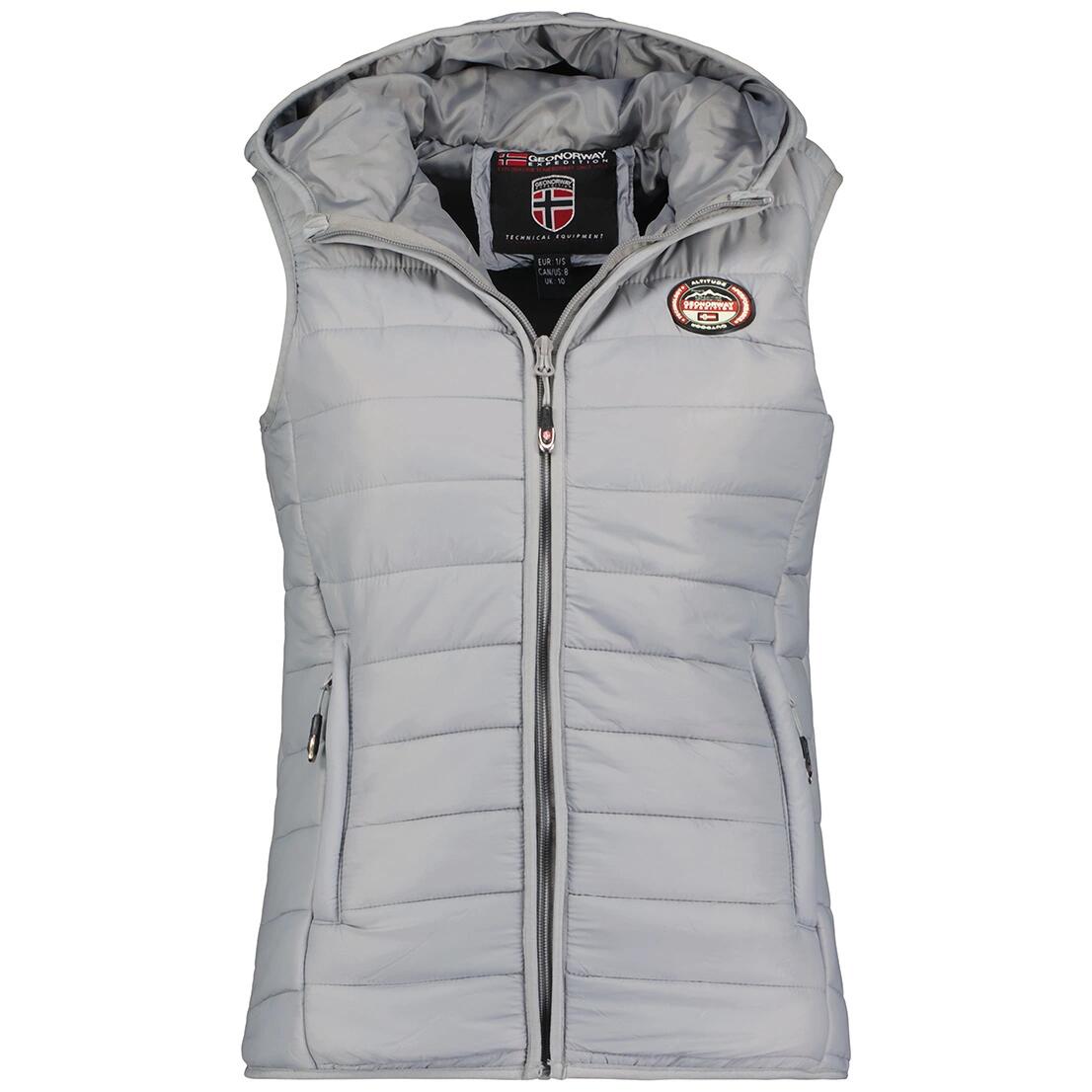 Bezrękawnik dziewczęcy Geographical Norway VATIKA HOOD EO GIRL 233 jasnoszary.