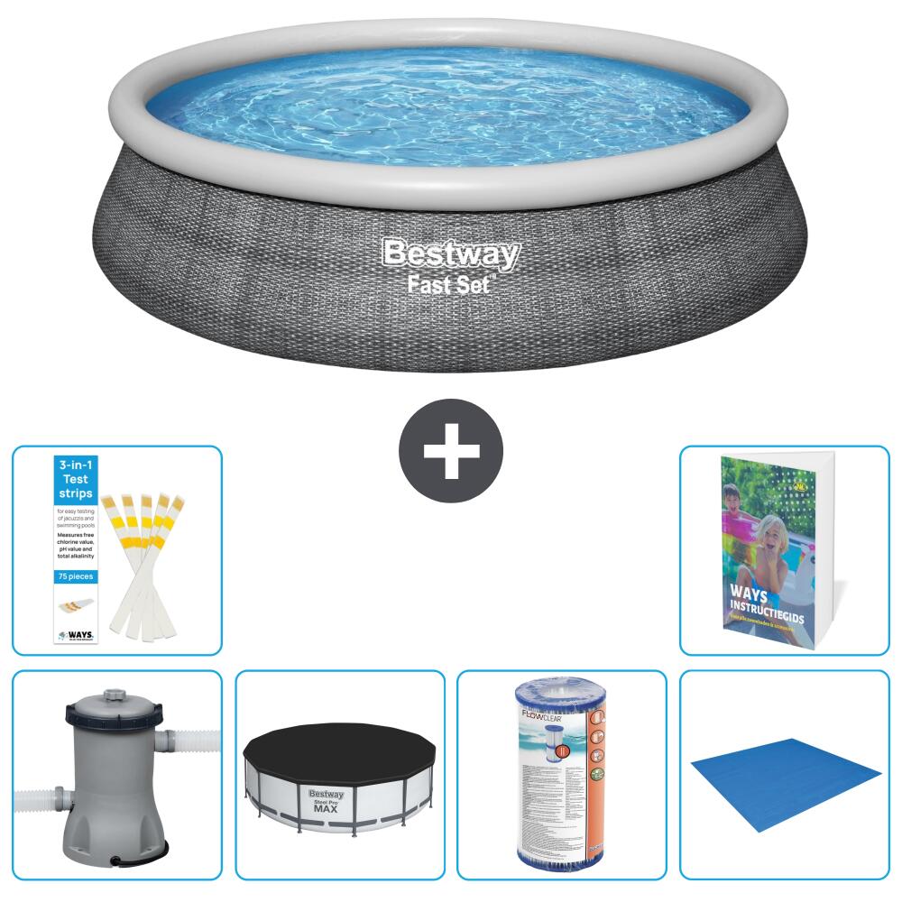 BESTWAY Basen Fast Set Okrągły - 457x84 cm - 7-częściowy S341