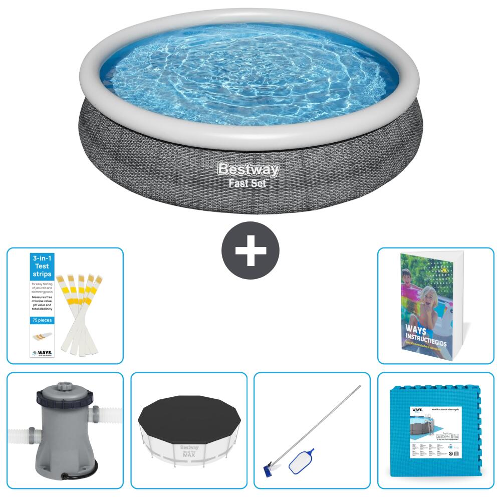 BESTWAY Basen Fast Set Okrągły - 366x76 cm - 7-częściowy S191