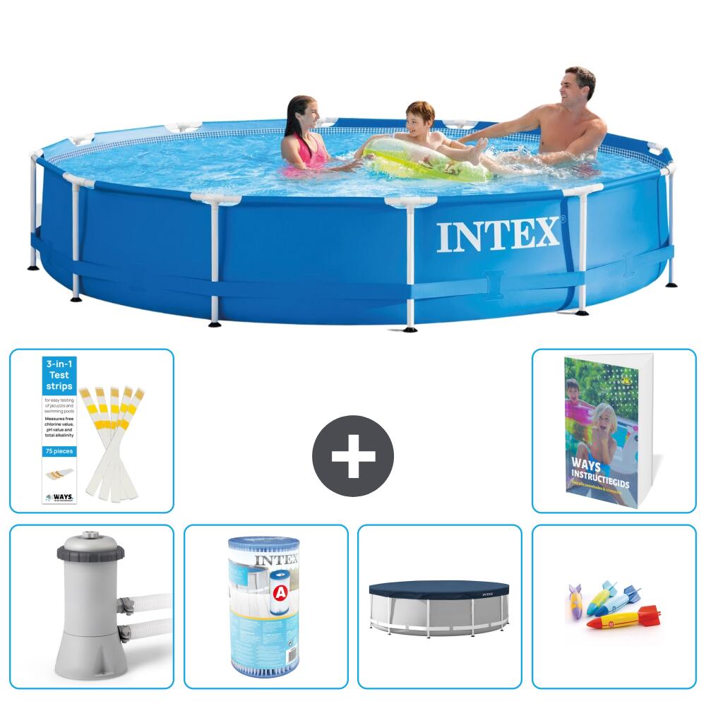 INTEX Basen ze stelażem Okrągły - 366x76 cm - 7-częściowy S193