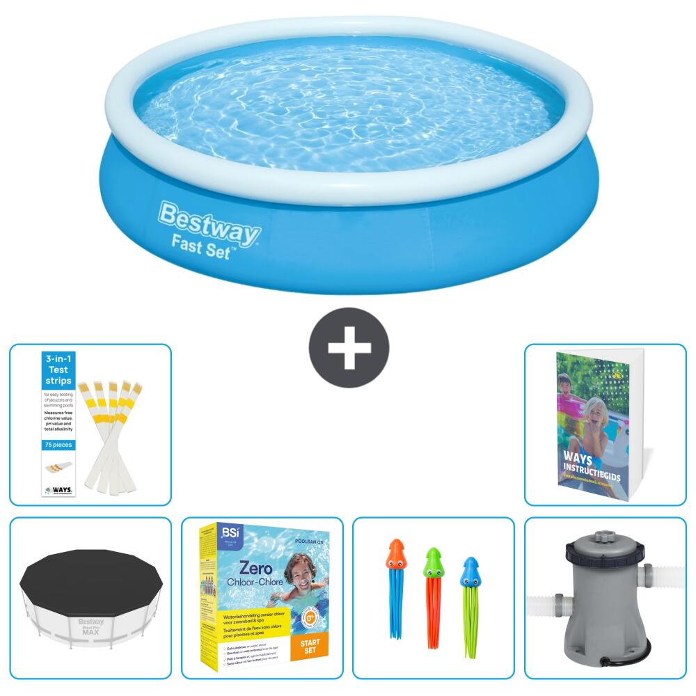 BESTWAY Basen Fast Set Okrągły - 366x76 cm - 7-częściowy S57