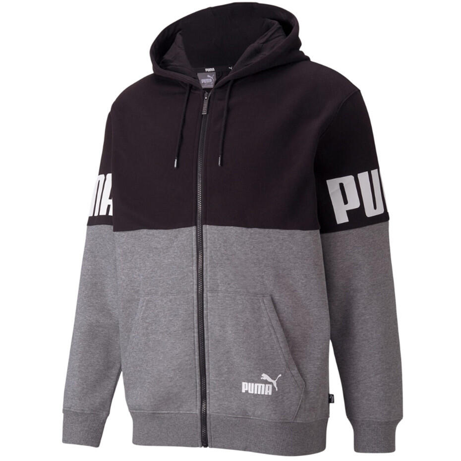 Bluza męska Puma Power Colorblock czarno-szara FZ