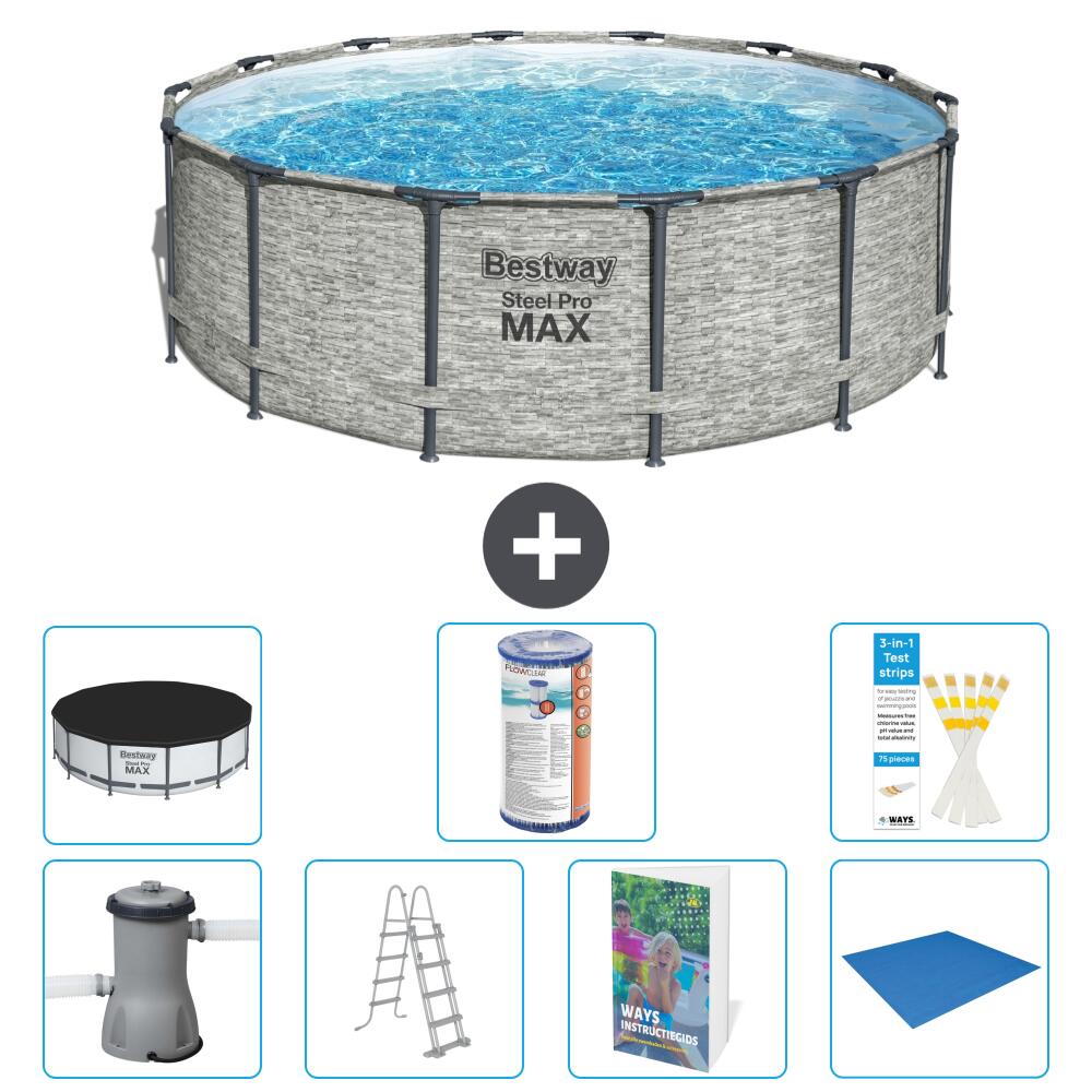 BESTWAY Basen Steel Pro MAX Okrągły - 427x122 cm - 8-częściowy S594