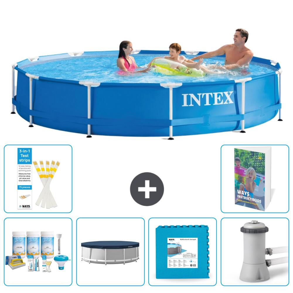INTEX Basen ze stelażem Okrągły - 366x76 cm - 7-częściowy S66