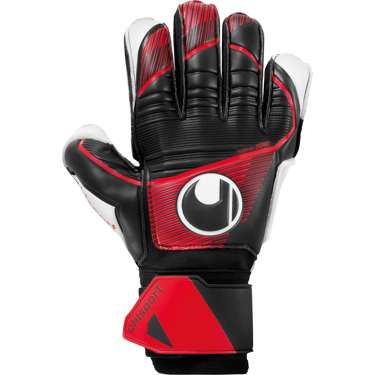 Rękawice bramkarskie uhlsport Powerline Supersoft czarne/czerwone/białe