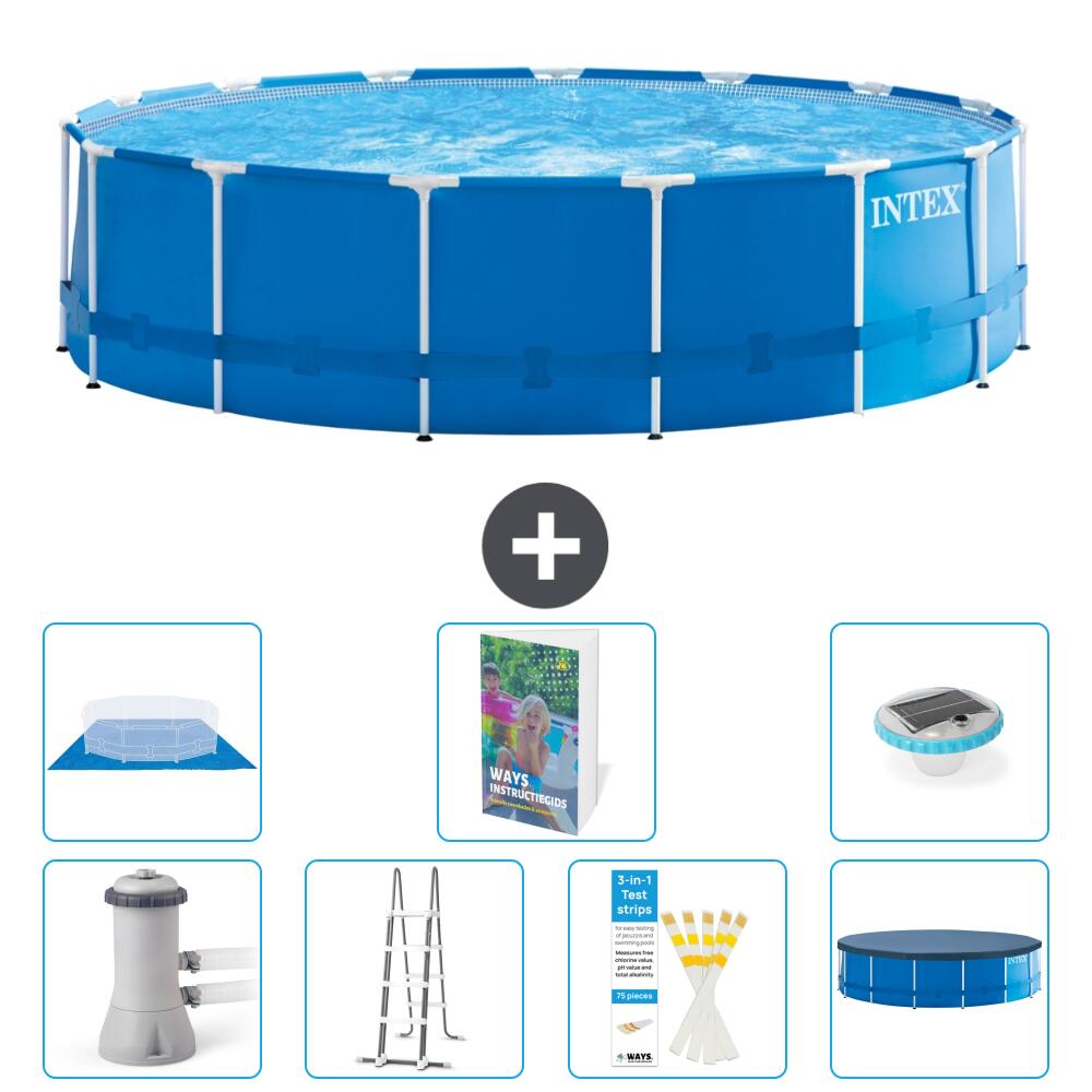 INTEX Basen ze stelażem Okrągły - 457x122 cm - 8-częściowy S596