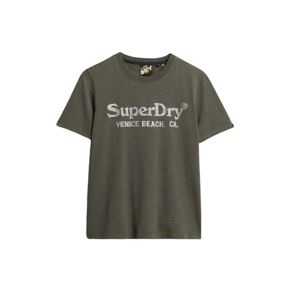 Metalikowa koszulka casual dla kobiet Superdry Venue
