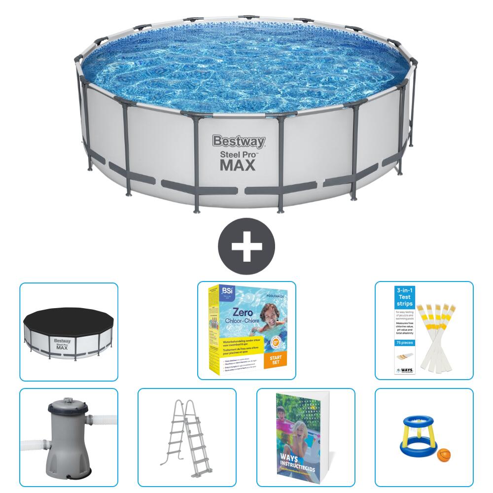 BESTWAY Basen Steel Pro MAX Okrągły - 488x122 cm - 8-częściowy S529