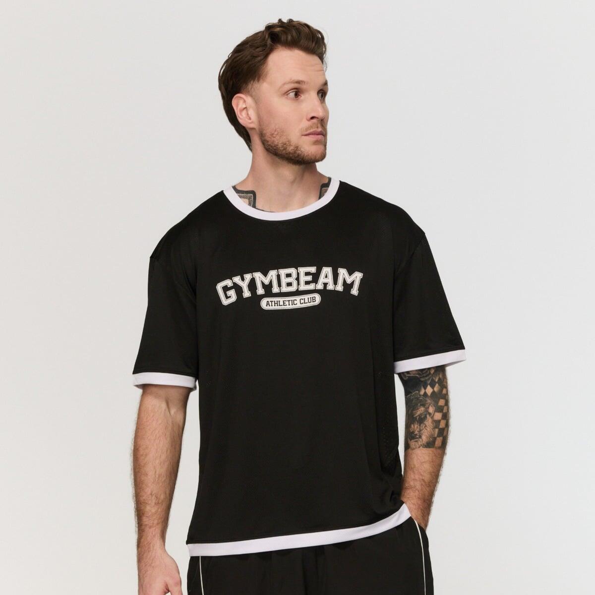 Koszulka męska fitness oversize czarna Varsity