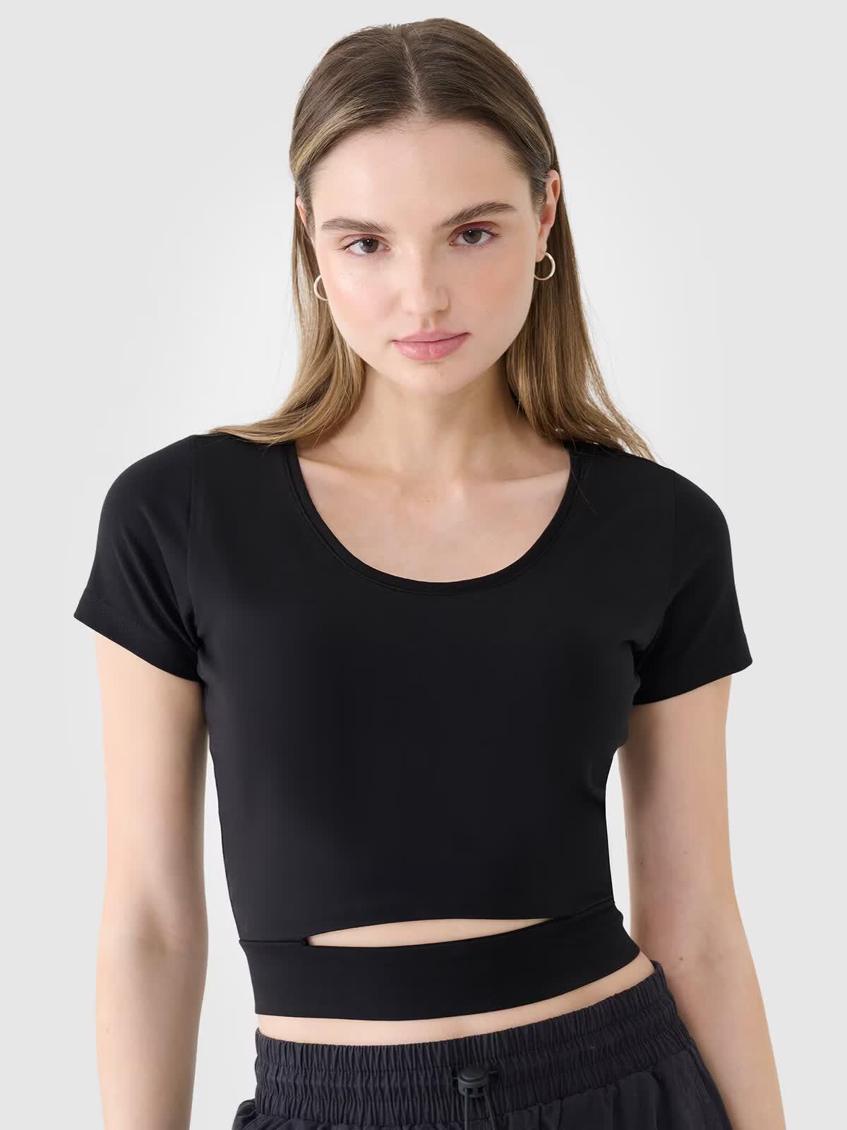 T-shirt crop top gładki damski 4F 4FRSS25TTSHF2695