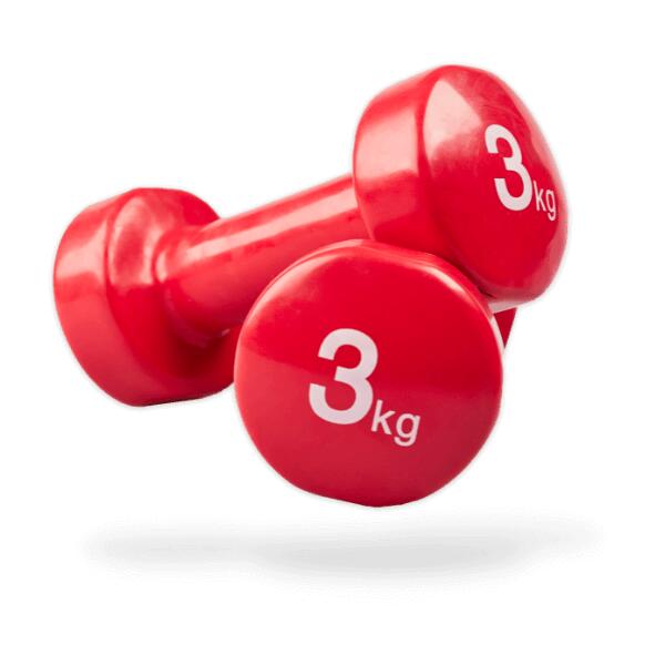 Hantle winylowe zestaw na 2 sztuki - 0,5 / 1 / 2 / 3 / 4 / 5 kg - czerwone