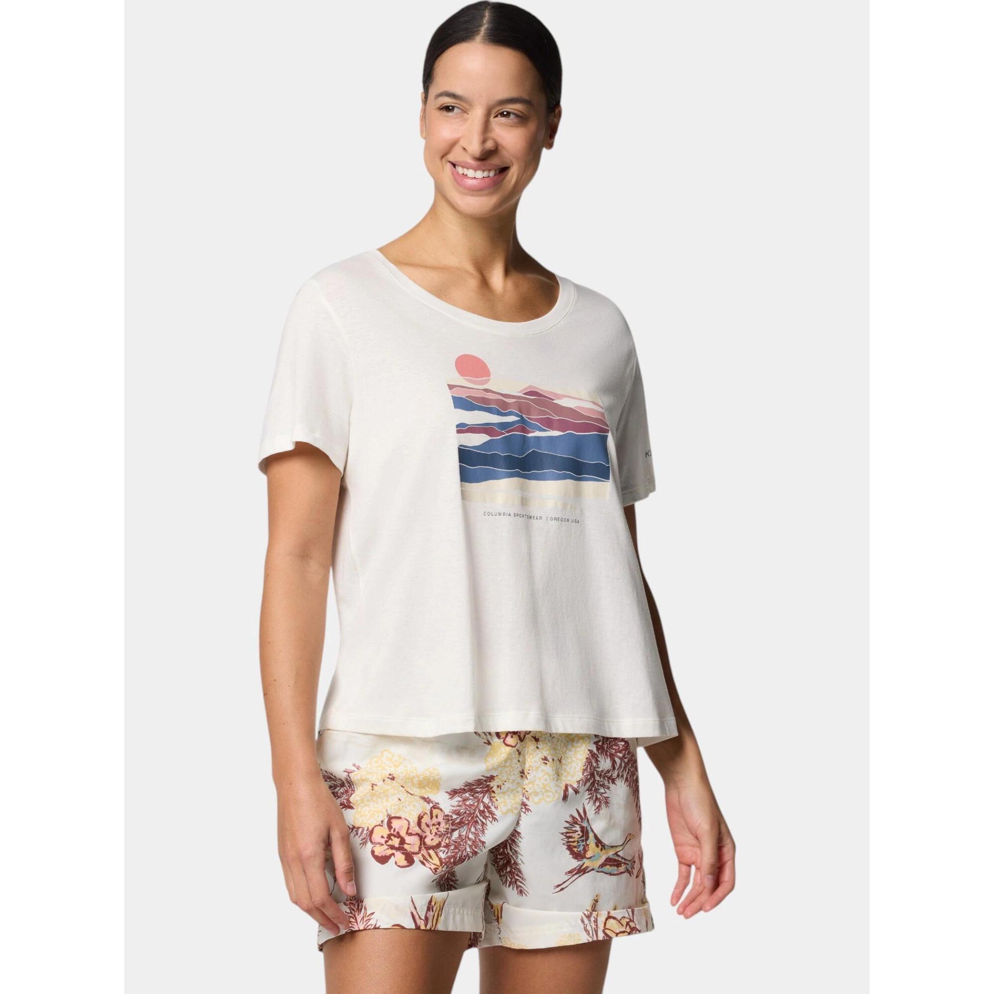 Koszulka bawełniana damska Columbia Ruby Springs Graphic Scoop Neck S/S