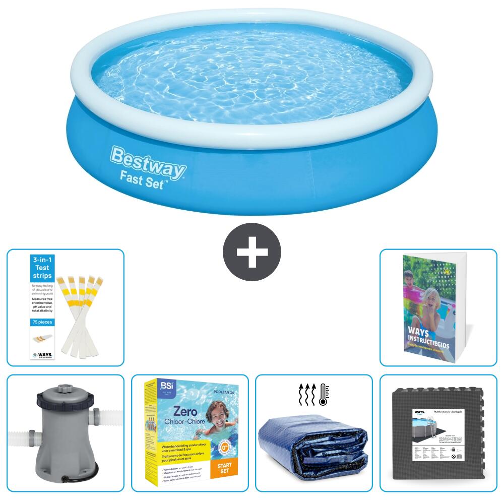 BESTWAY Basen Fast Set Okrągły - 366x76 cm - 7-częściowy S285