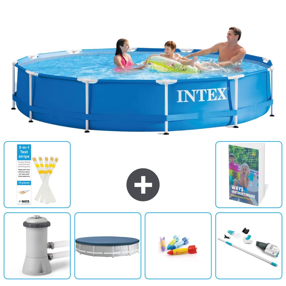 INTEX Basen ze stelażem Okrągły - 366x76 cm - 7-częściowy S269