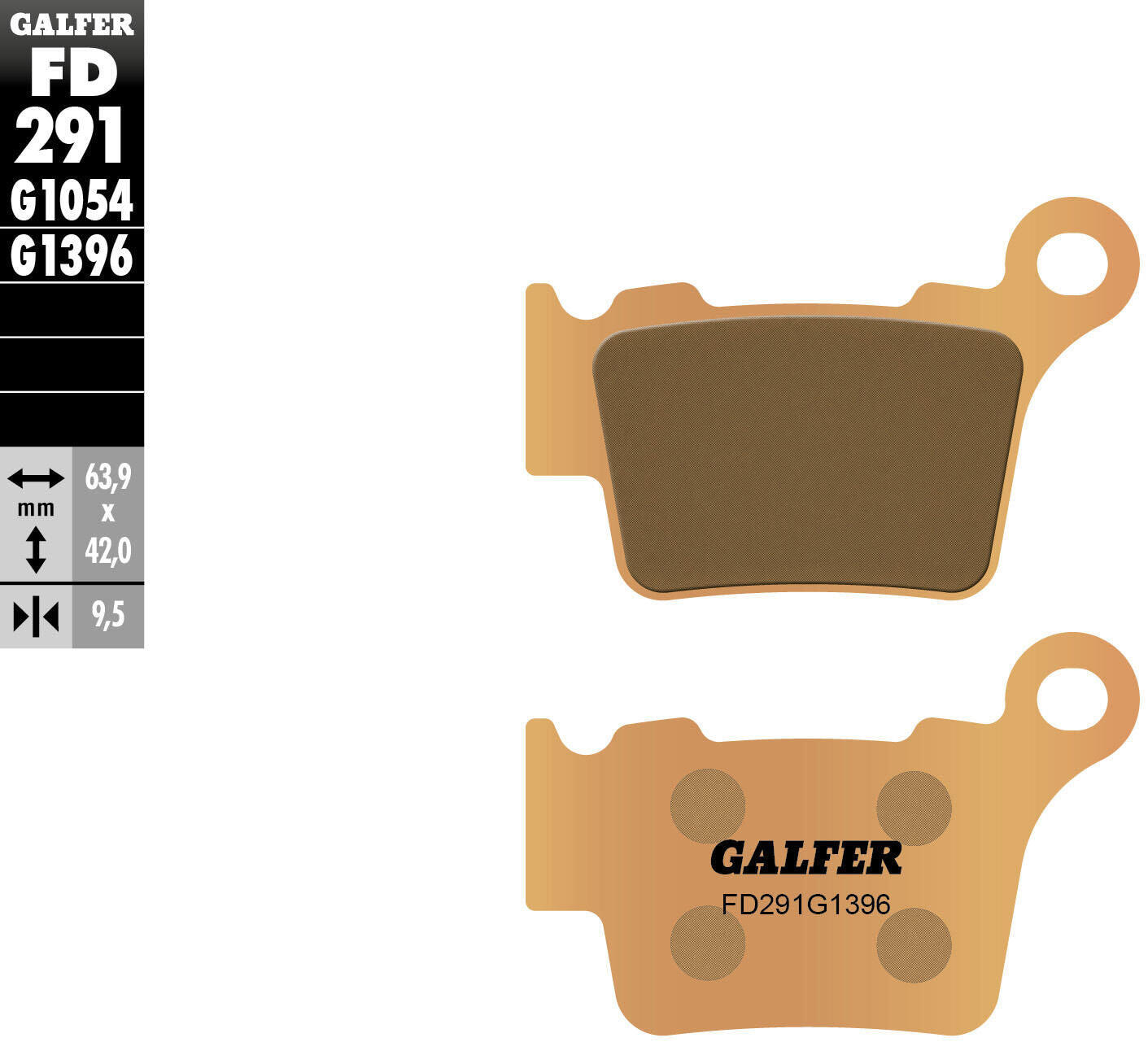 GALFER FD291 klocki hamulcowe z metalu spiekanego offroad 63,9 x 42,0 mm ECE R90