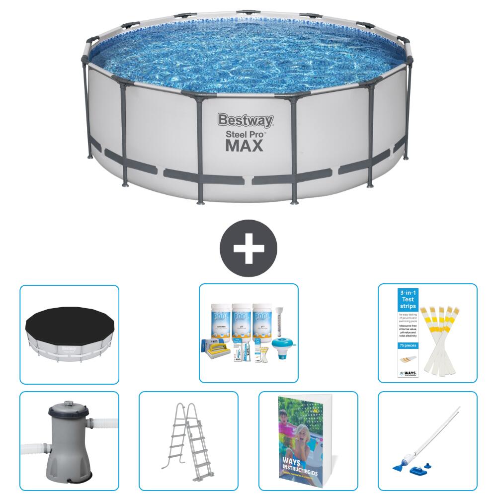 BESTWAY Basen Steel Pro MAX Okrągły - 427x84 cm - 8-częściowy S658