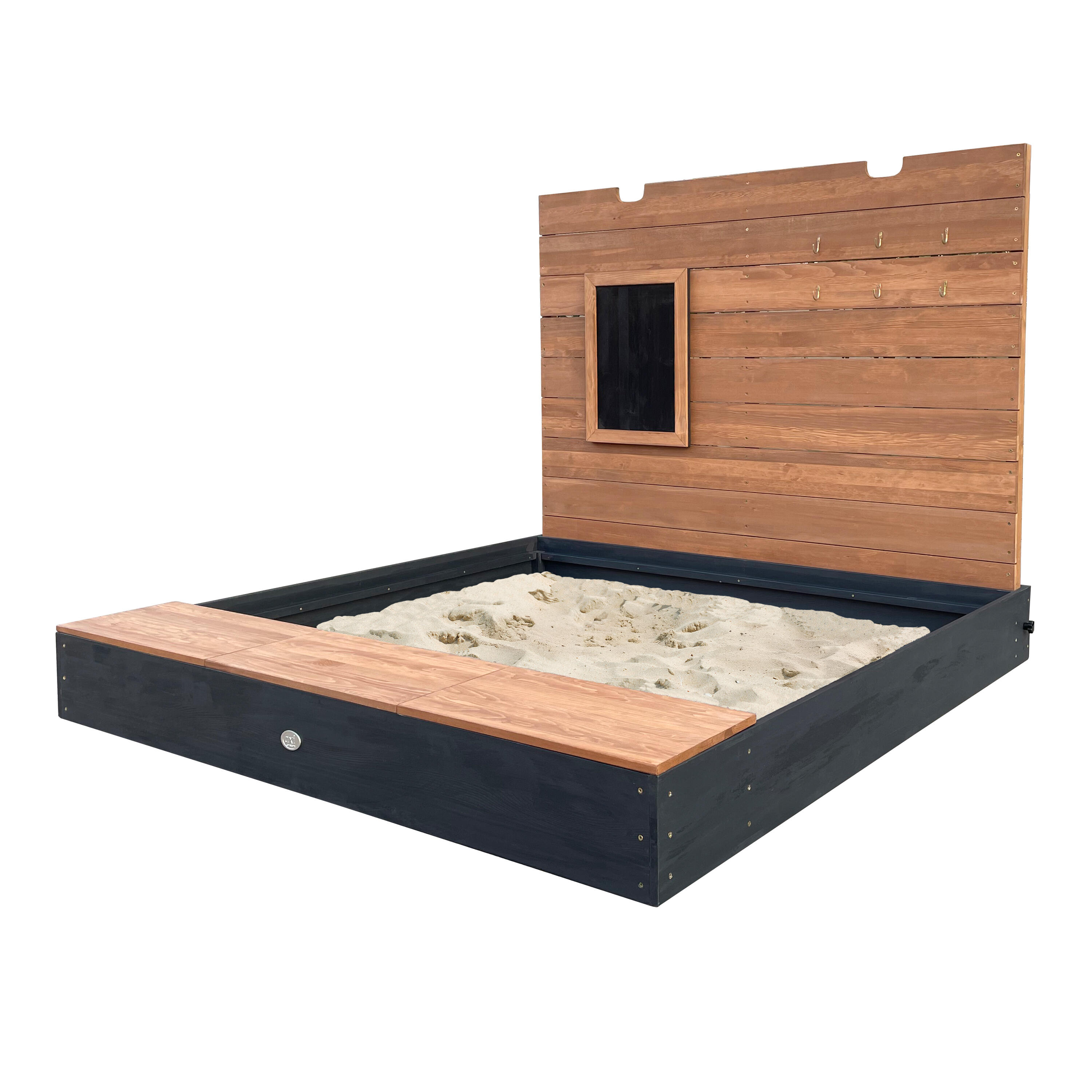 AXI Mandy XXL Drewniana skrzynia na piasek, lawka, tablica - 160x151x122,5 cm