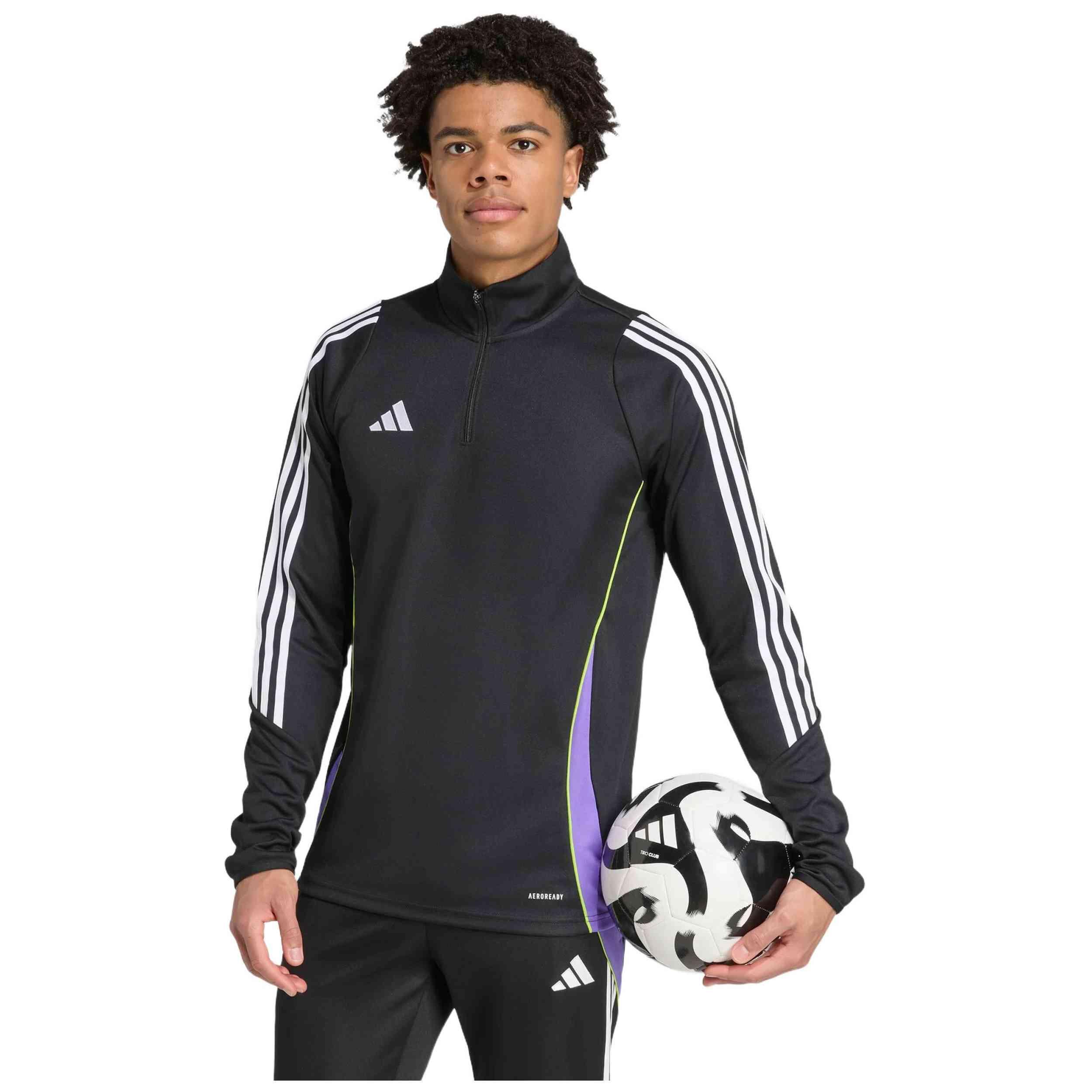 Bluza męska Adidas czarna, slim fit, AEROREADY, zamek na piersi