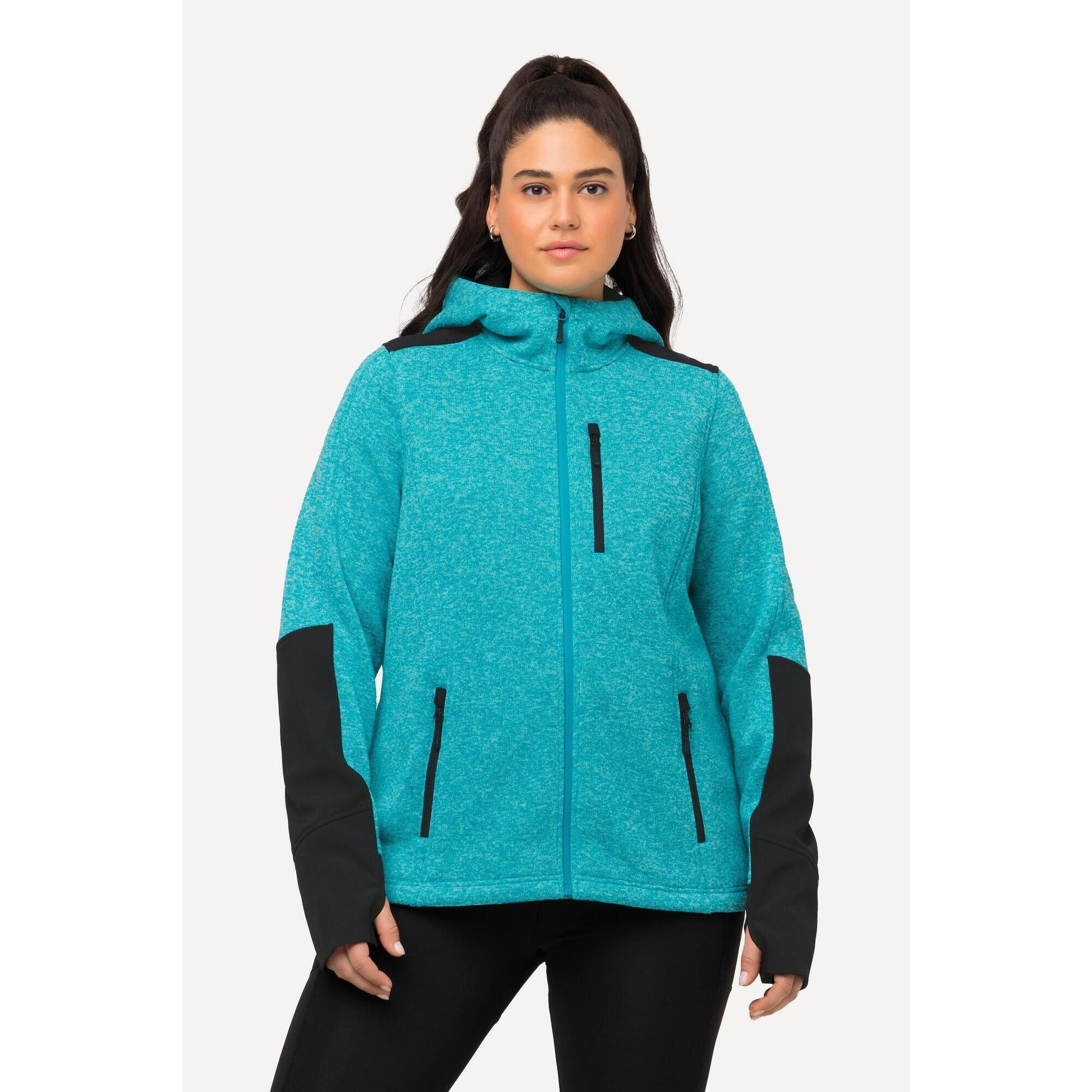 Damskie Kurtka polarowa odblaskowe nadruki kaptur otwór na kciuk