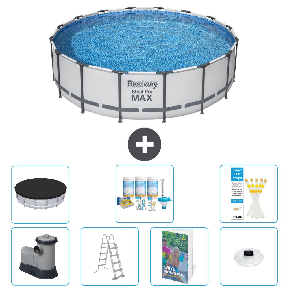 BESTWAY Basen Steel Pro MAX Okrągły - 488x122 cm - 8-częściowy S576
