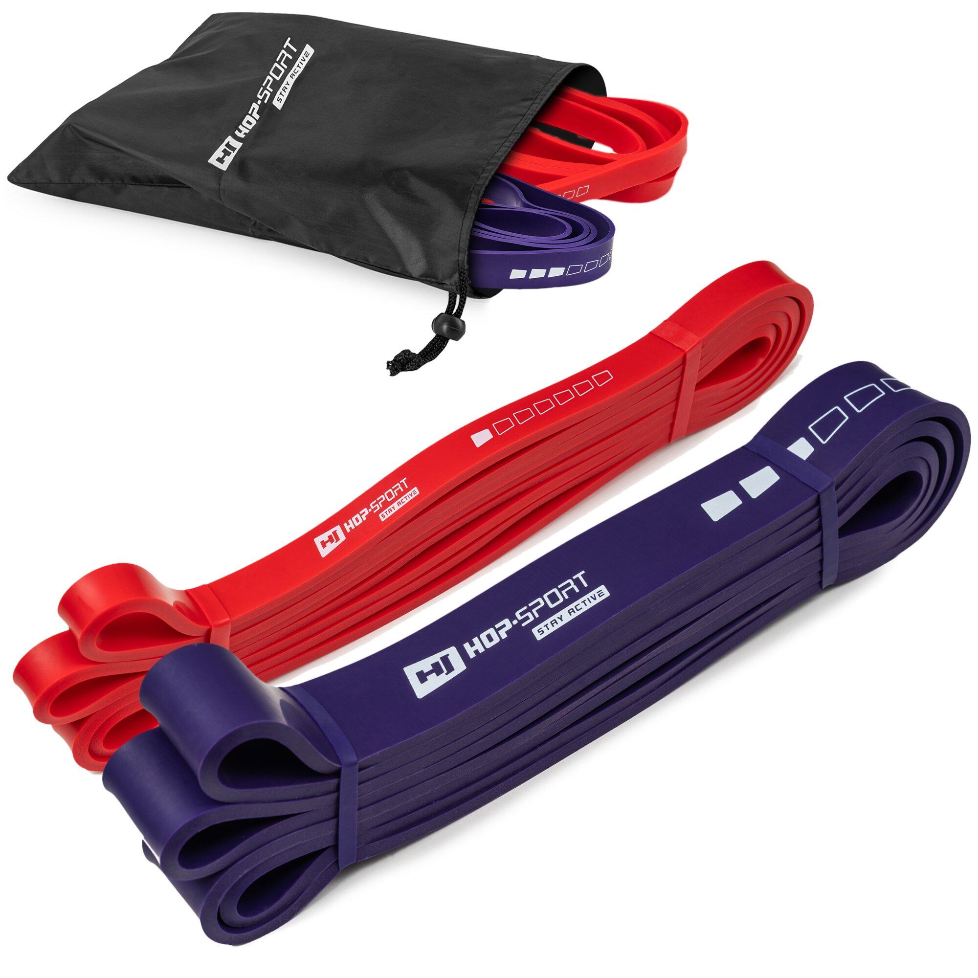 Zestaw 2 gum oporowych do ćwiczeń fitness Hop-Sport 7-39kg