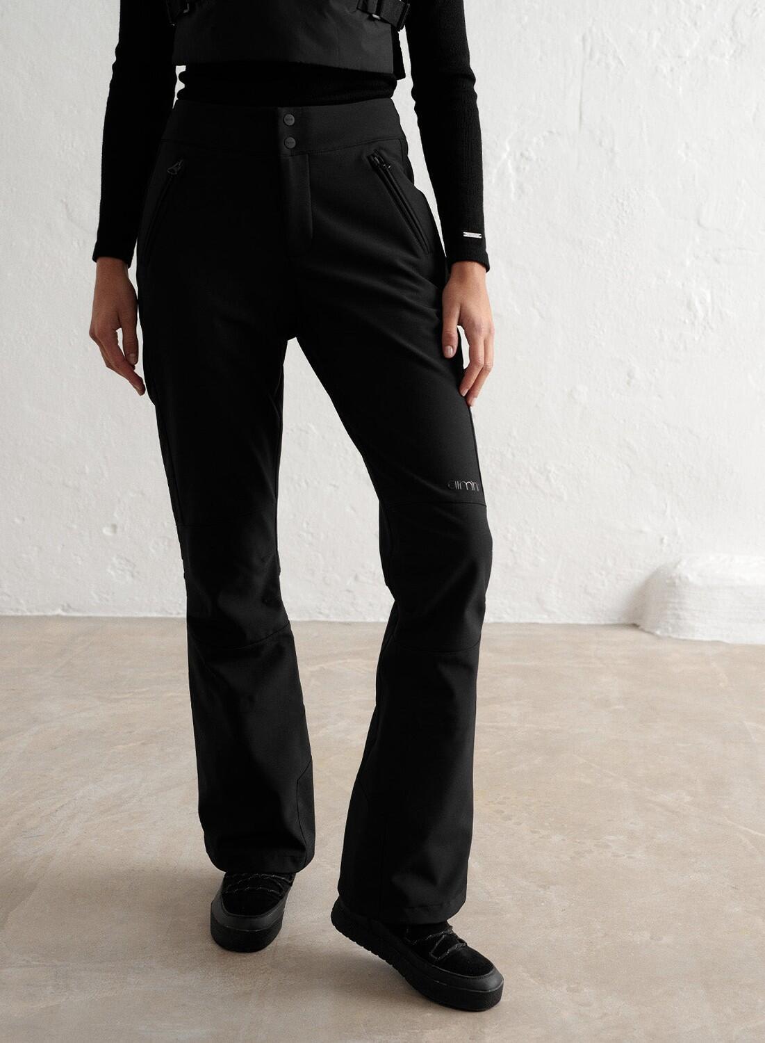 Damskie spodnie softshellowe, z polarem, hydrofobowe Stretch Thermo czarne