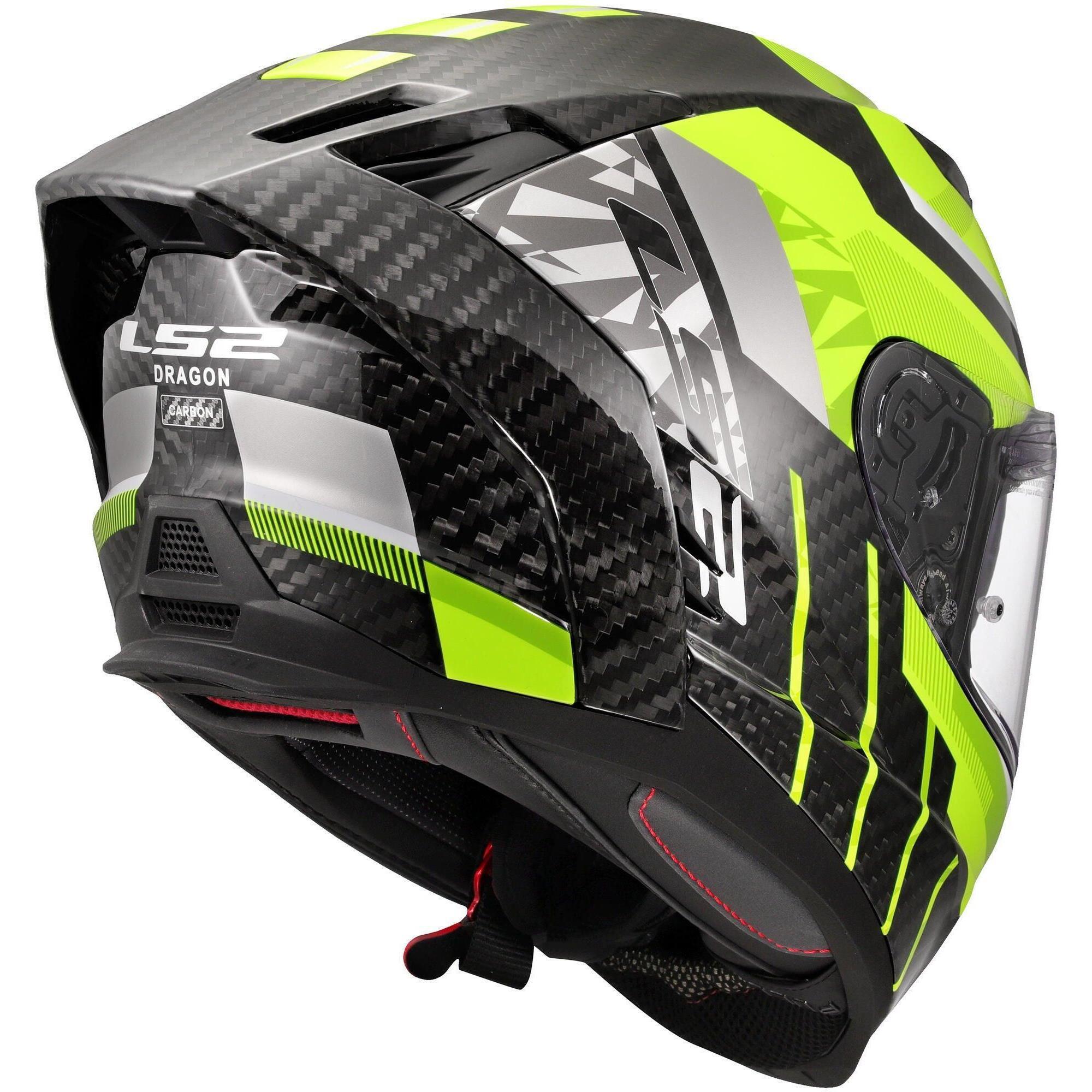 Kask integralny LS2 FF807 Dragon Trax M - Żółty/Szary  Carbon 6K  ECE 22-06