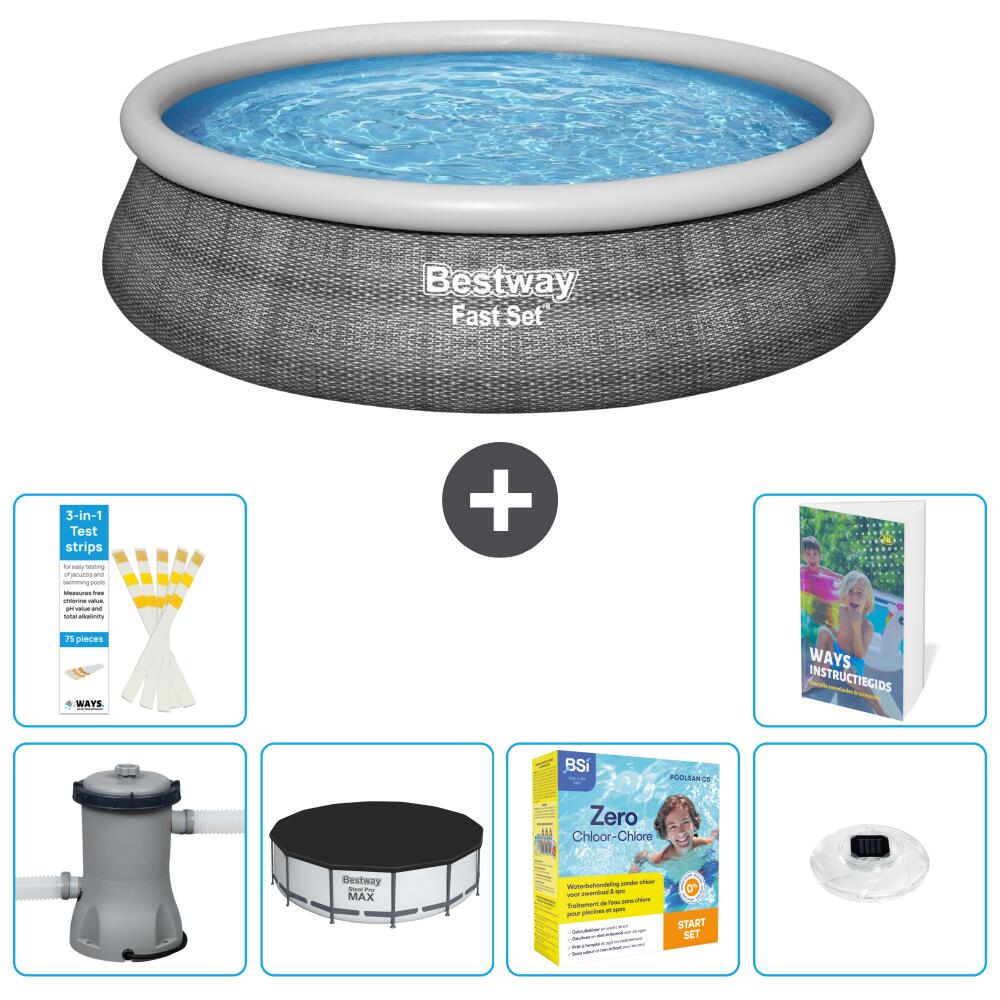 BESTWAY Basen Fast Set Okrągły - 457x84 cm - 7-częściowy S178