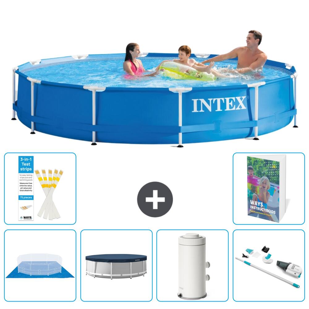 INTEX Basen ze stelażem Okrągły - 366x76 cm - 7-częściowy S114