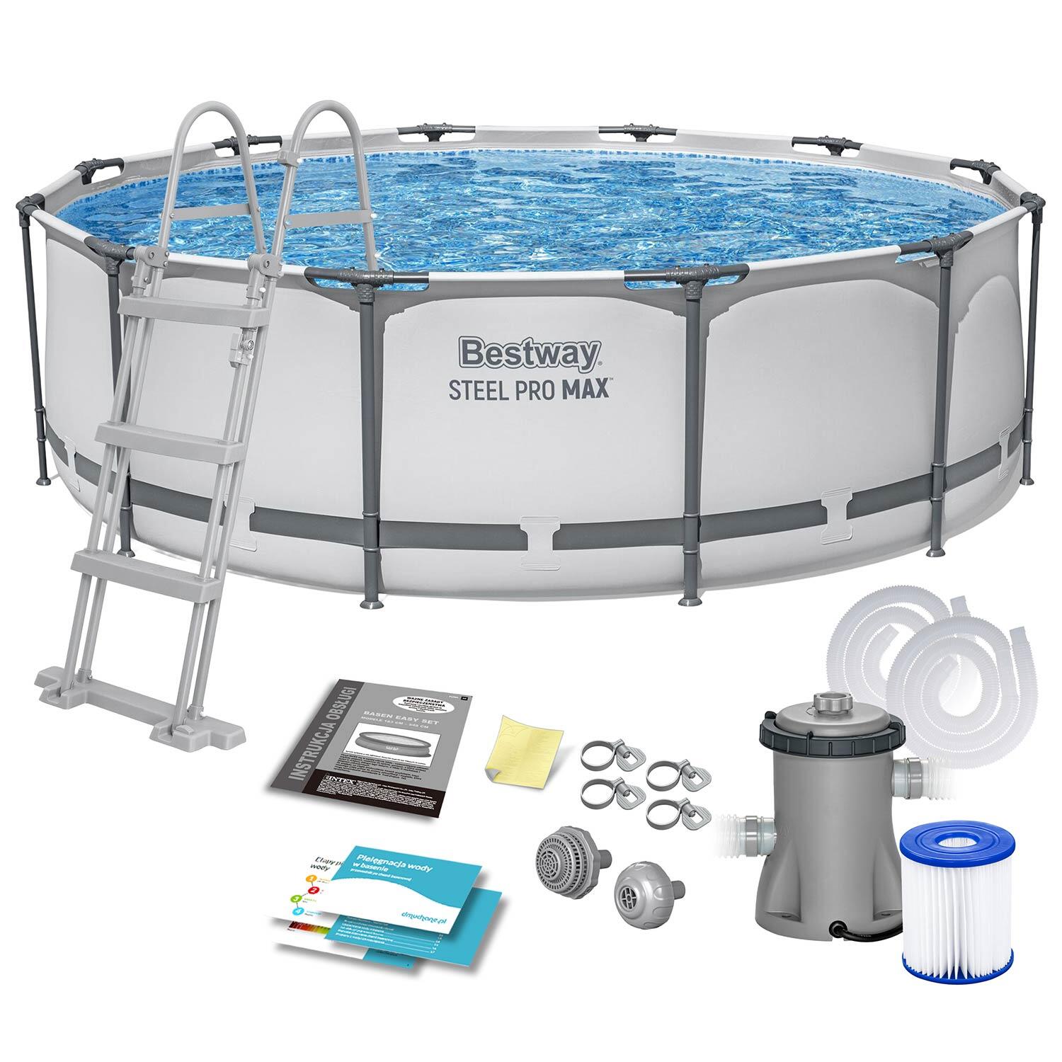 Basen stelażowy ogrodowy Bestway okrągły 366x100 cm zestaw 10w1