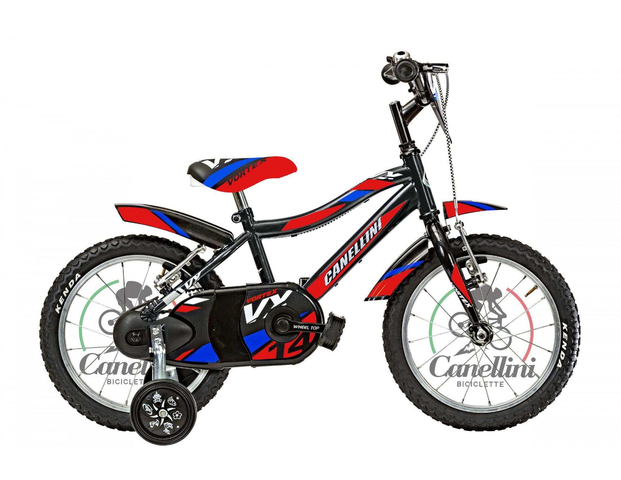 Rower Dziecięcy MTB Canellini VORTEX 14 - Czarny/Czerwony/Niebieski