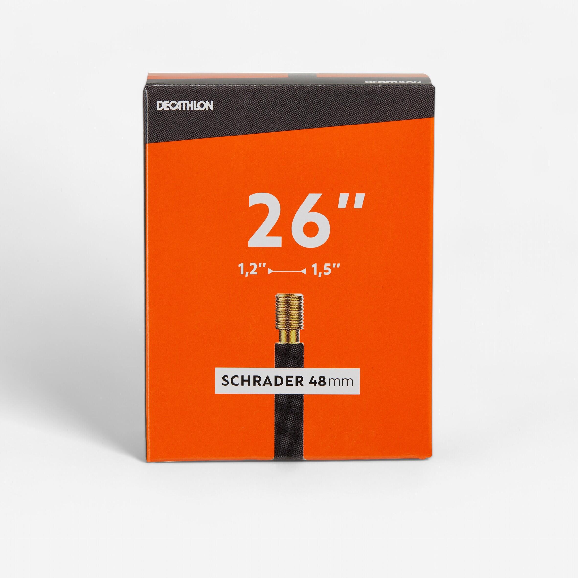 Dętka rowerowa Btwin 26x1 2-1 5 wentyl Schrader 48 mm