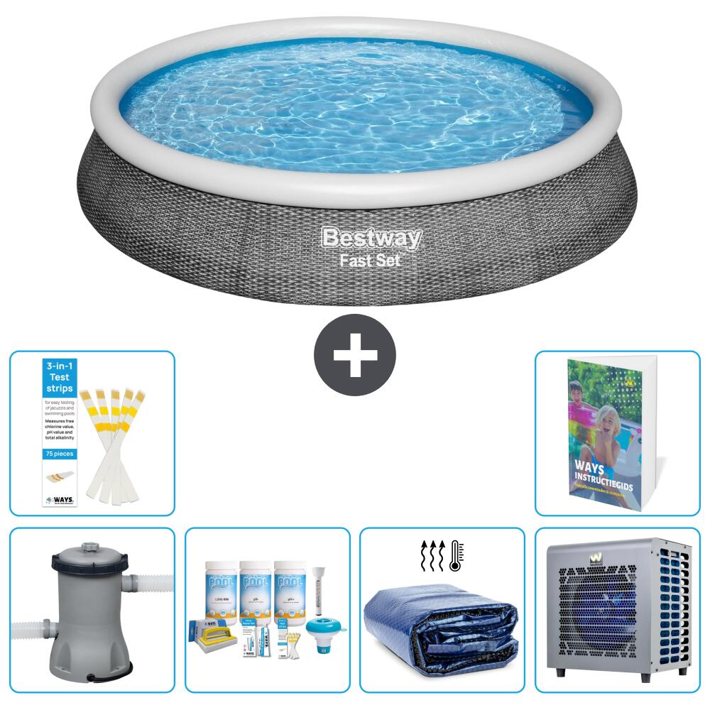 BESTWAY Basen Fast Set Okrągły - 396x84 cm - 7-częściowy S302