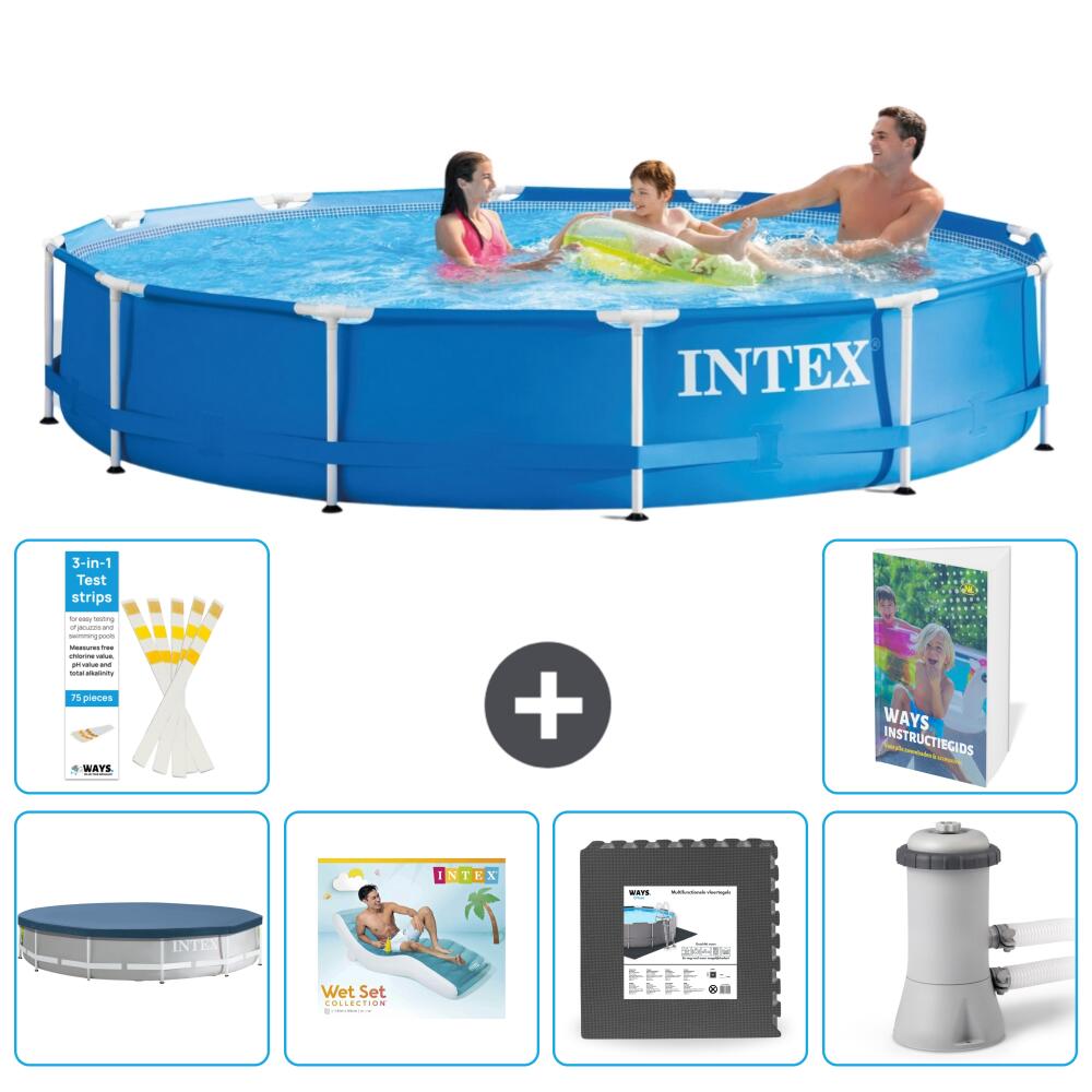 INTEX Basen ze stelażem Okrągły - 366x76 cm - 7-częściowy S49