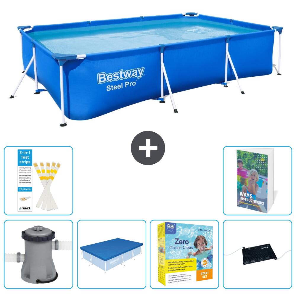 BESTWAY Basen Steel Pro Prostokątny - 300x201x66 cm - 7-częściowy S234