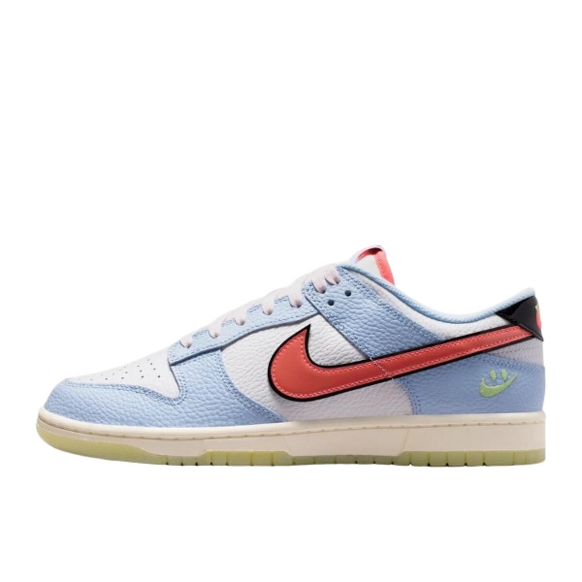 Nike Dunk Low Smiley Swoosh White Hydrogen Blue Crimson