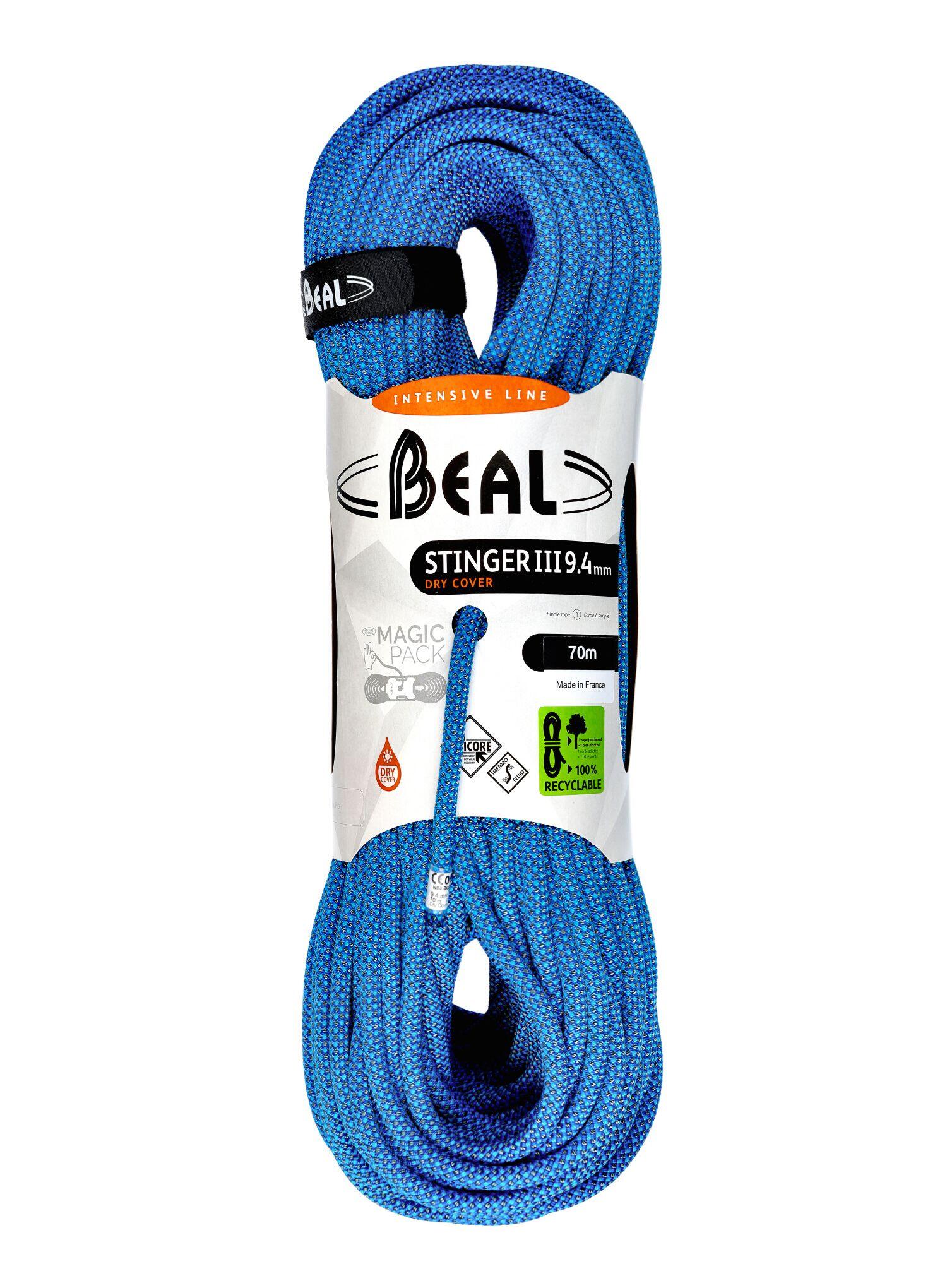 Lina dynamiczna Beal Stinger III 9,4 mm 70 m Unicore Dry Cover - blue