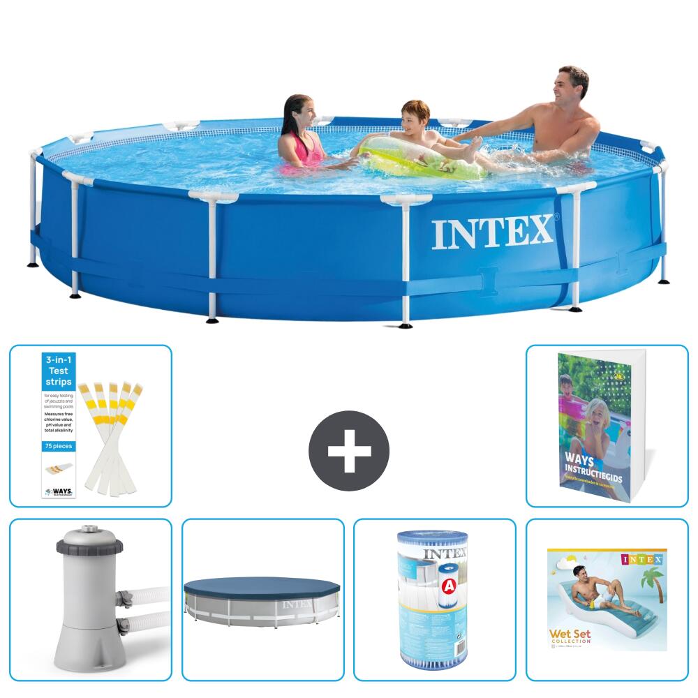 INTEX Basen ze stelażem Okrągły - 366x76 cm - 7-częściowy S287