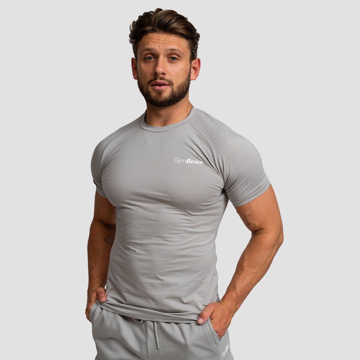 Koszulka męska fitness slim z krótkim rękawem szara TRN