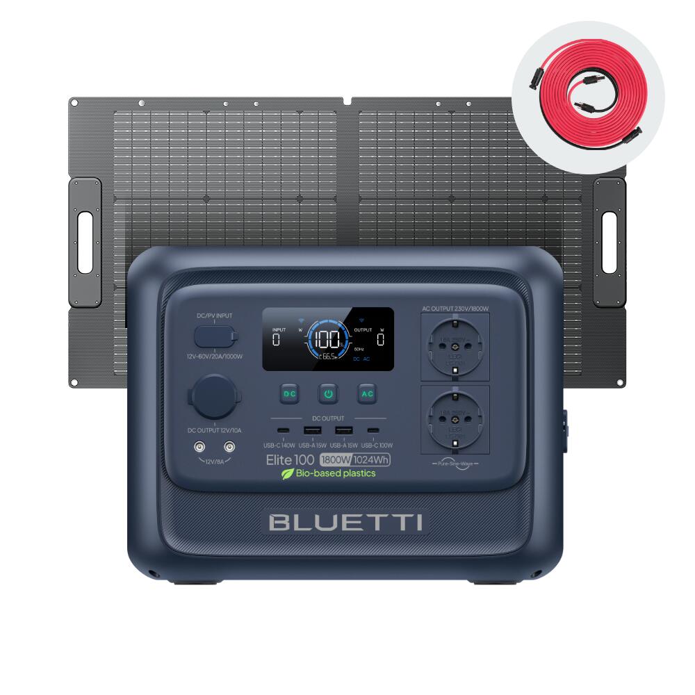 BLUETTI Elite 100V2 1800W/1024Wh zestaw solarny z panelem 100W