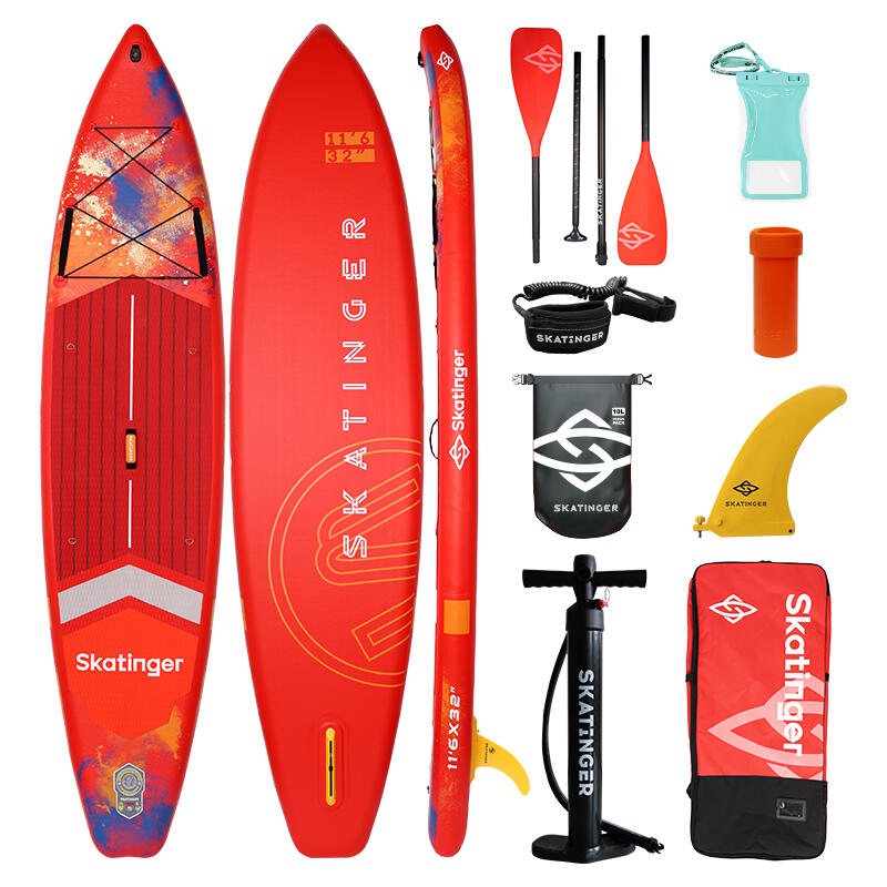 Deska SUP SKATINGER Interstellar Red 350x81x15 cm (11') touring, akcesoria