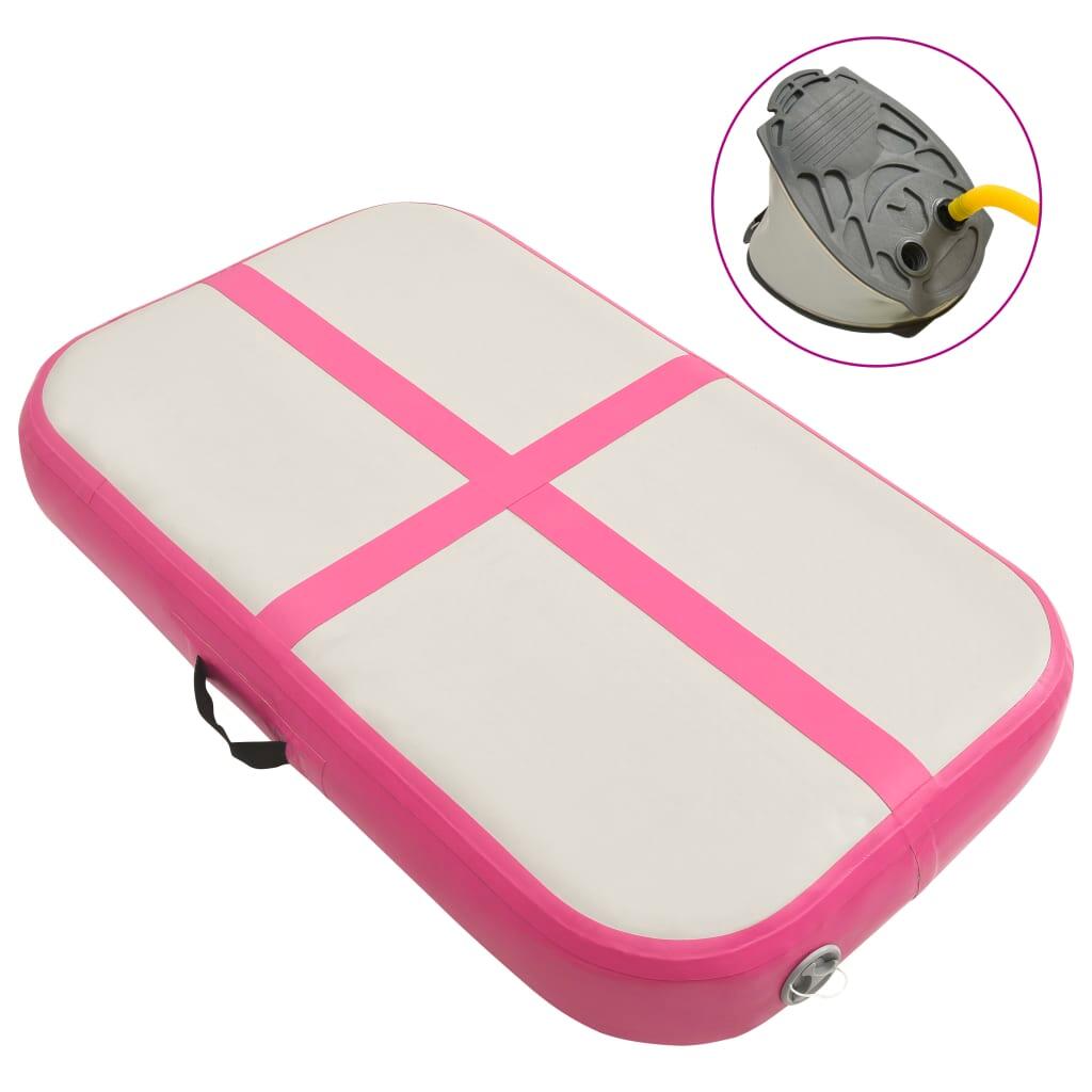 VidaXL Mata Gimnastyczna Nadmuchiwana z Pompą 60x100x20 cm PVC Różowo-Szara